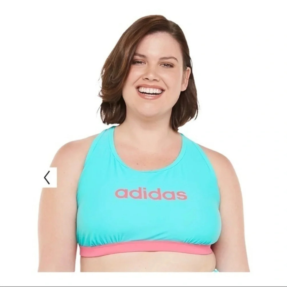 adidas Plus Size 2X Aqua Pink Racerback Sport Bikini Swim Top